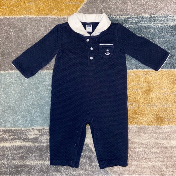 Navy Blue nautical Janie & Jack Baby onesie size 3-6 Months - Picture 1 of 5